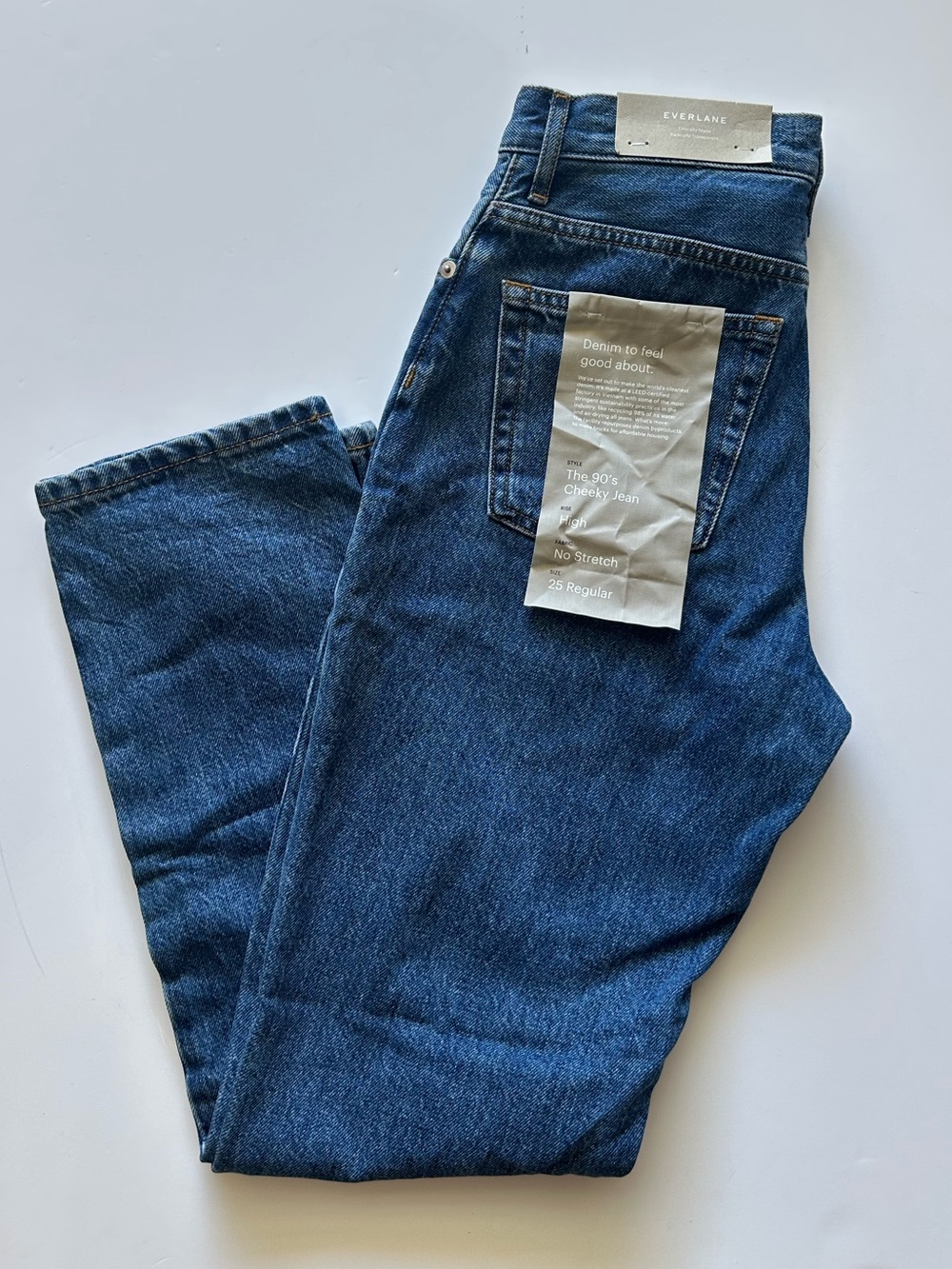 Everlane The 90s Cheeky Jean Deep Atlantic Dark Wash High Rise Size 25 NWT